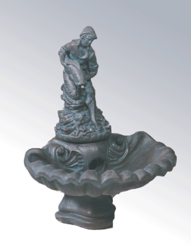Small One Tier With Fisherboy Cast Stone Outdoor Garden Fountain With Spout Fountain Tuscan